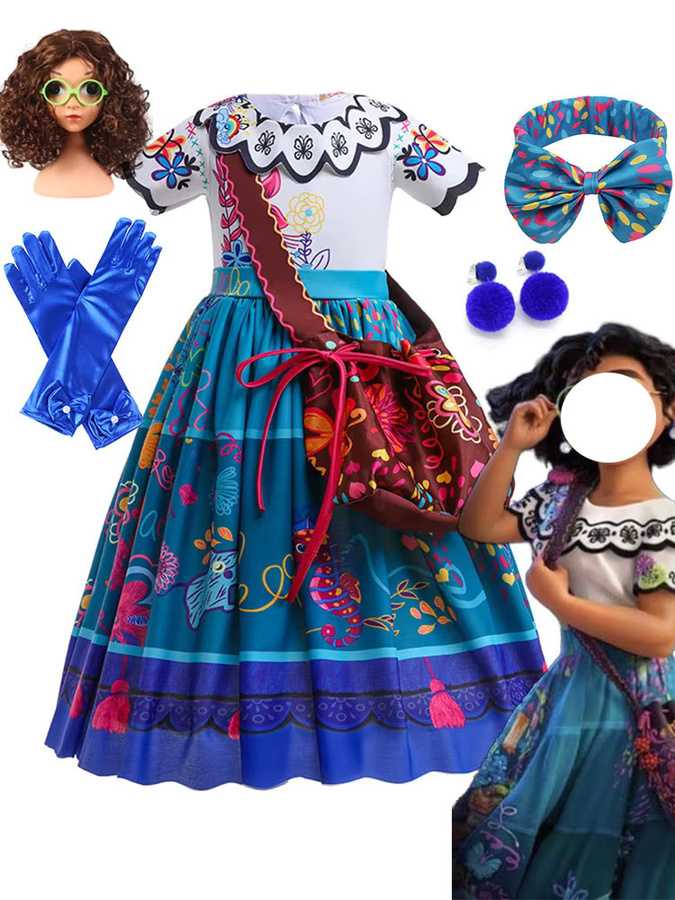 MESOQ Disney Encanto Kostüm-Spielkleid mit Tasche, Mädchen, Bunt/Mehrfarbig - Bild 5