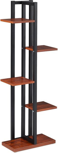 Relaxdays Pflanzenregal aus Stahl und MDF mit 5 Ablagen in Dunkelbraun, Höhe: 117 cm, Breite: 43 cm, Tiefe: 22 cm - Bild 1
