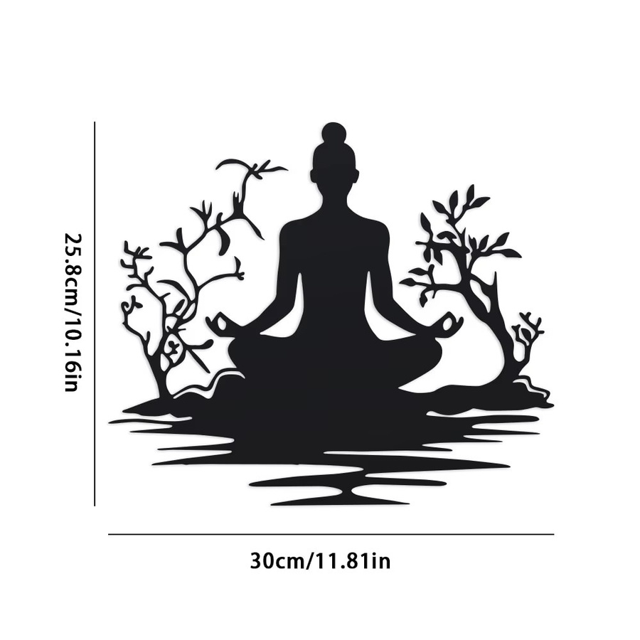 DDPNKL Moderne Buddha-Statue aus Metall mit Zen-Baum-Design in Schwarz-Gold für die Tischdekoration - Bild 2