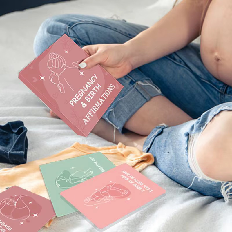 Mom Daily Affirmations Schwangerschafts-Ermutigungskarten und Geburtsaffirmationskarten mit 50 positiven inspirierenden Zitaten in Pink - Bild 3