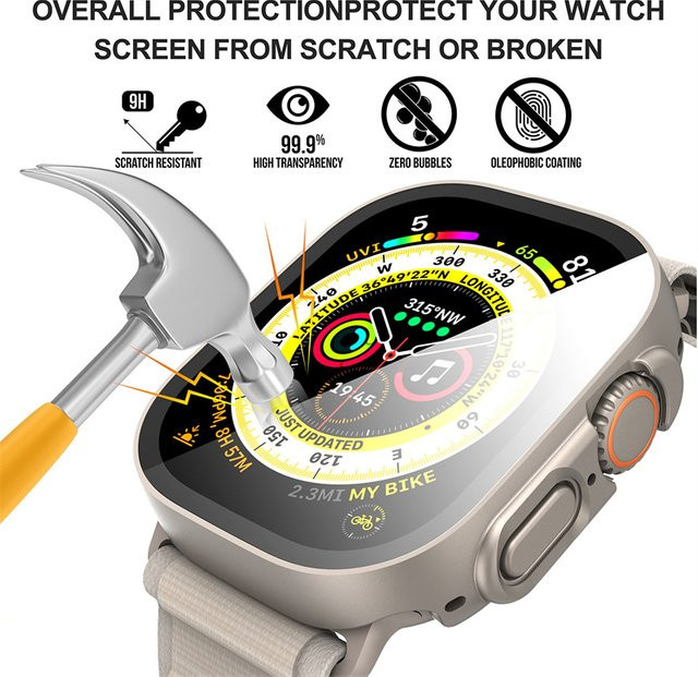 Abdeckung für Apple Watch Ultra 2, 49 mm, PC, gehärtetes Glas, green - Bild 1