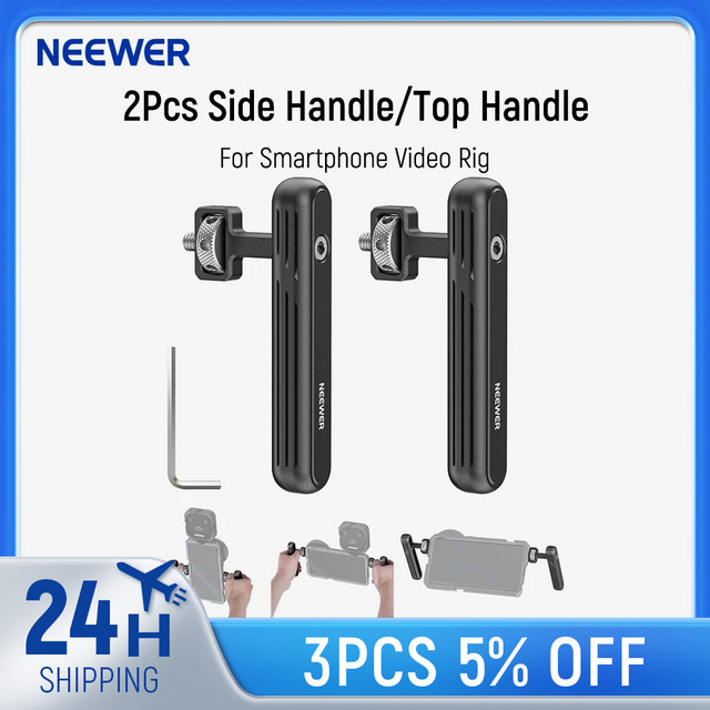 NEEWER 2er-Pack drehbare Seitengriffe und Obergriffe für Smartphone-Video-Rigs aus Aluminium in Schwarz mit 1/4-Zoll-Schrauben - Bild 1