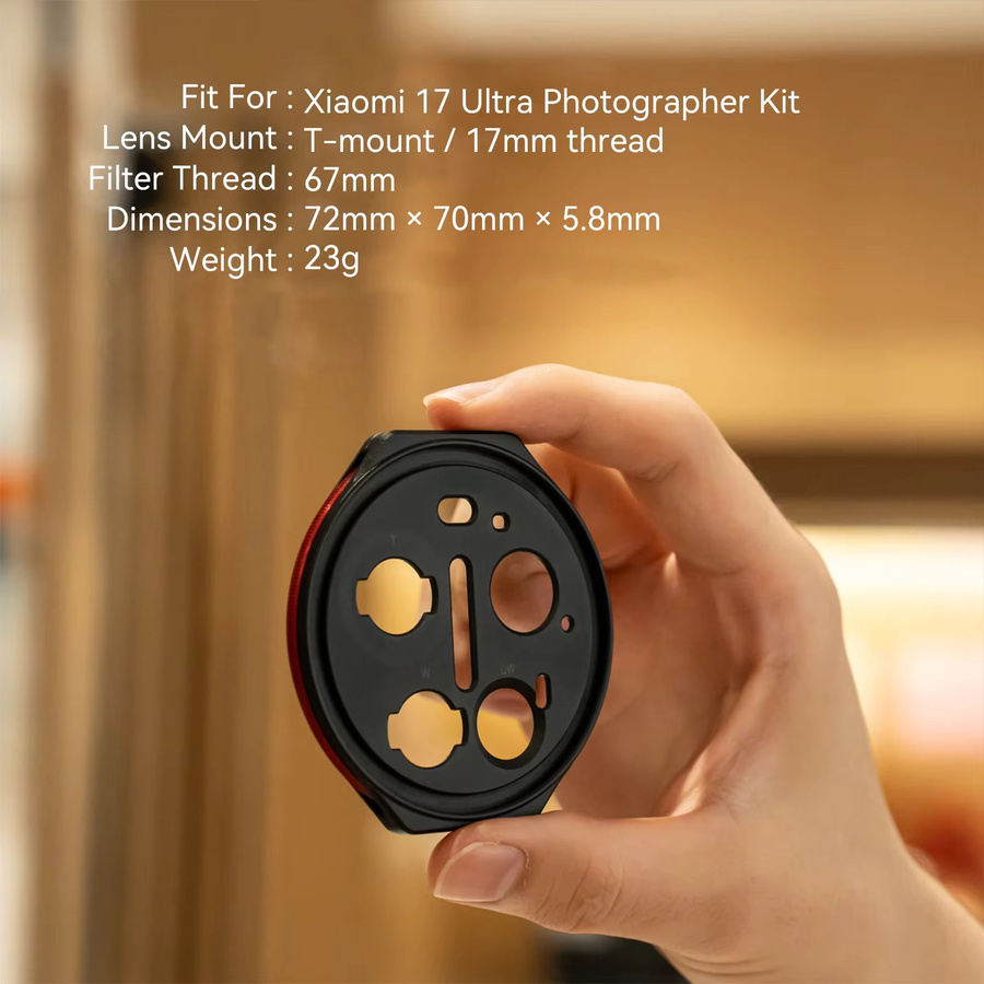 Fotorgear Zoom-Ring Handyhülle für Xiaomi 17 Ultra in Schwarz mit einstellbarem Fokus, unterstützt 67-mm-Filter und 17-mm-Objektiv - Bild 2