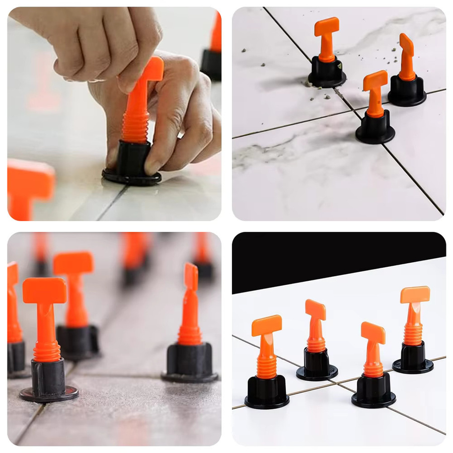 200 Stück Bodenfliesen-Nivelliersystem-Clips in Orange, Abstandshalter und Nivellierer-Set für die Fliesenverlegung und Wandbefestigung - Bild 2