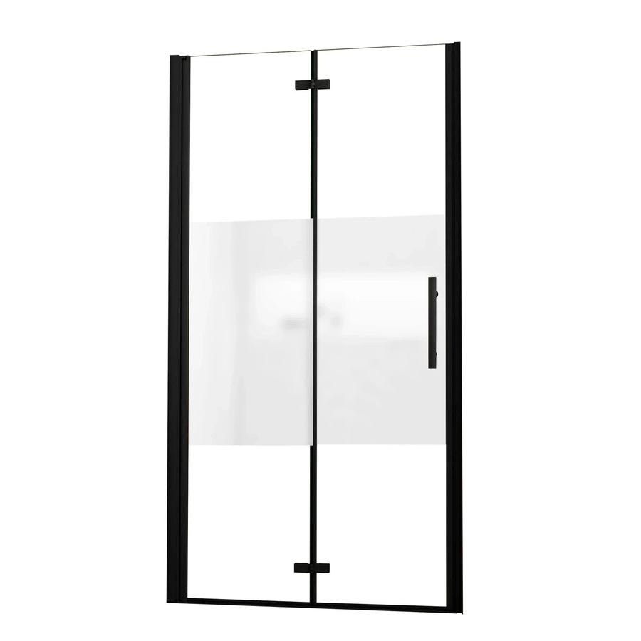 AICA Duschkabine als Falttür in Schwarz mit teilsatinierter ESG-Nanoglas-Oberfläche, B: 110 cm, H: 195 cm - Bild 2