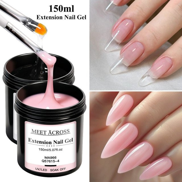 MEET ACROSS Builder Gel Nagelset, Nude Rosa, Glänzend, 2 x 150 ml - Bild 1