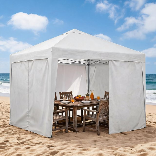 HiMISS Pop-Up-Faltzelt Beige B/T/H: 300 x 300 x 300 cm mit 4 Seitenwänden und wasserdichtem Dach - Bild 1