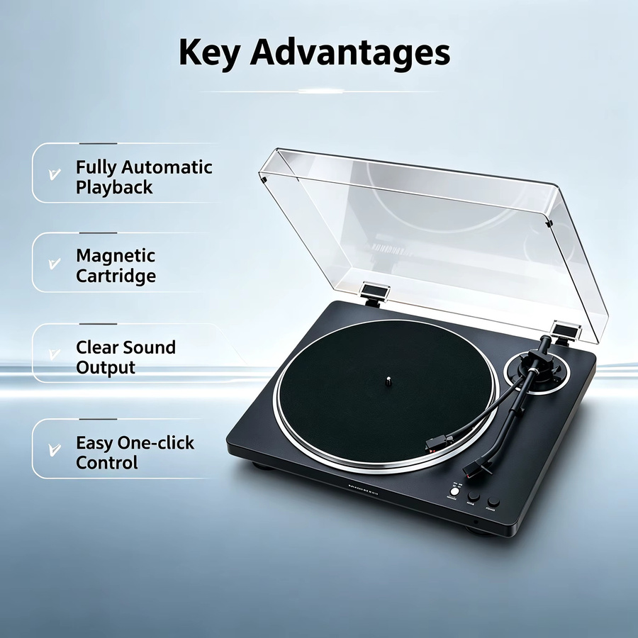 Audio-Technica AT-LP70X Automatischer Retro-Vinyl-Plattenspieler in Schwarz - Bild 2
