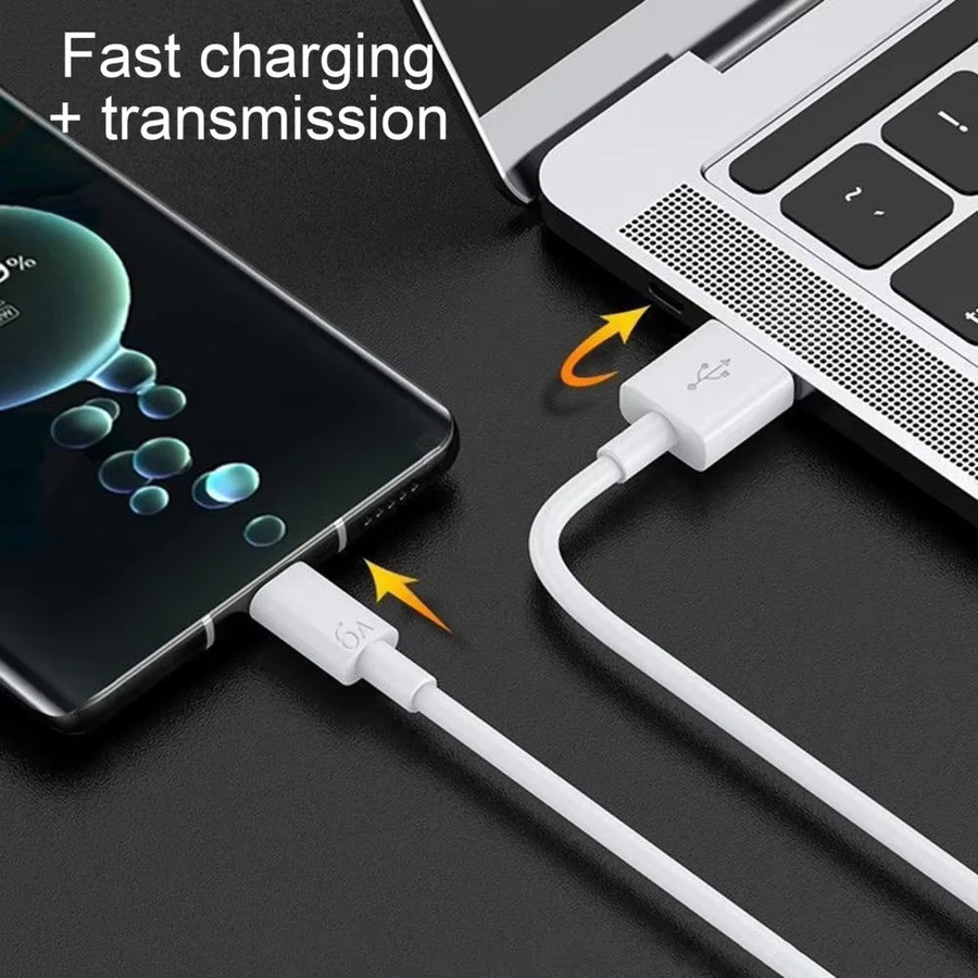 USB C Schnellladekabel 66W 6A Datenkabel in Weiß für Samsung Xiaomi Redmi und Huawei - Bild 3