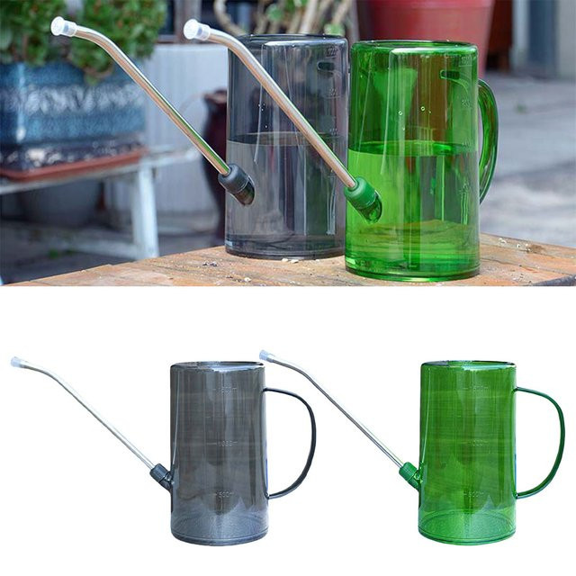 Vibratite Gießkanne aus Kunststoff mit langem Ausguss und Duschkopf, transparent/grün, 1,5 l - Bild 1