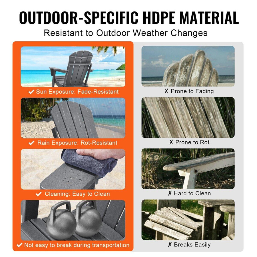 Buying Solutions MB Adirondack-Stuhl Set aus HDPE in Grau, 2er Set, wetterfest und klappbar - Bild 2