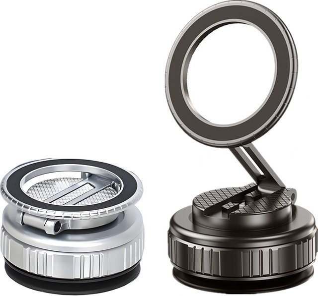 TONGDAYTECH Magnetischer Metall-Vakuumsauger Autotelefonhalter mit 360 Grad Drehung für Samsung und iPhone in Schwarz oder Silber - Bild 1