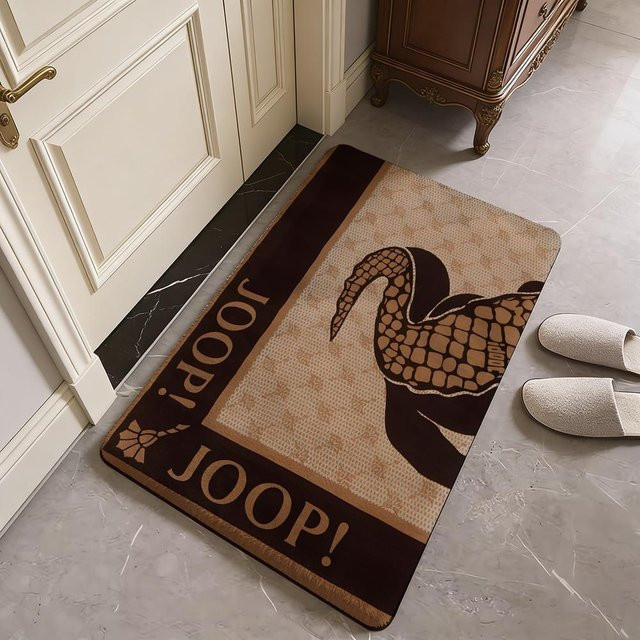 Joop Bodenmatte aus Flanell mit Tiermotiv in Weiß und Braun, rutschfest und waschbar, Rechteckig, B/T: 60 x 40 cm - Bild 1