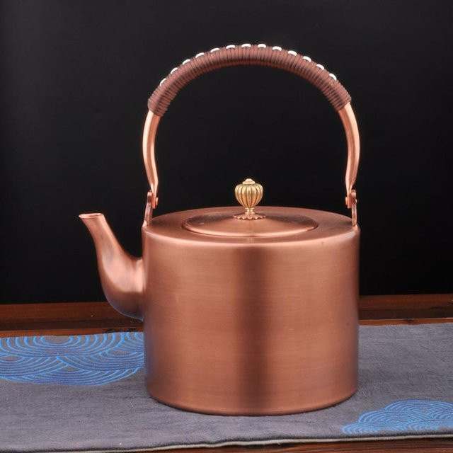 Handgefertigter Kupfer-Teekessel von Yiran Furniture, unbeschichteter Rotkupfertopf in Braun, 2 l - Bild 1