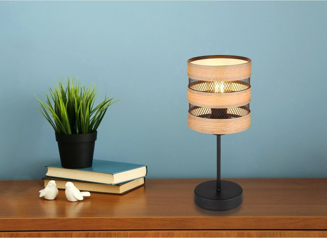 Globo Tischlampe Soeni 1-flammig Schwarz matt aus Metall mit E27 Fassung, Höhe: 33,5 cm, Breite: 15 cm, Tiefe: 15 cm - Bild 1