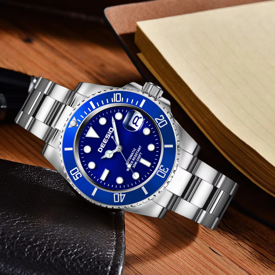 Deesio Armbanduhr, Automatik, Edelstahl, Herren, Blau, Datum - Bild 2