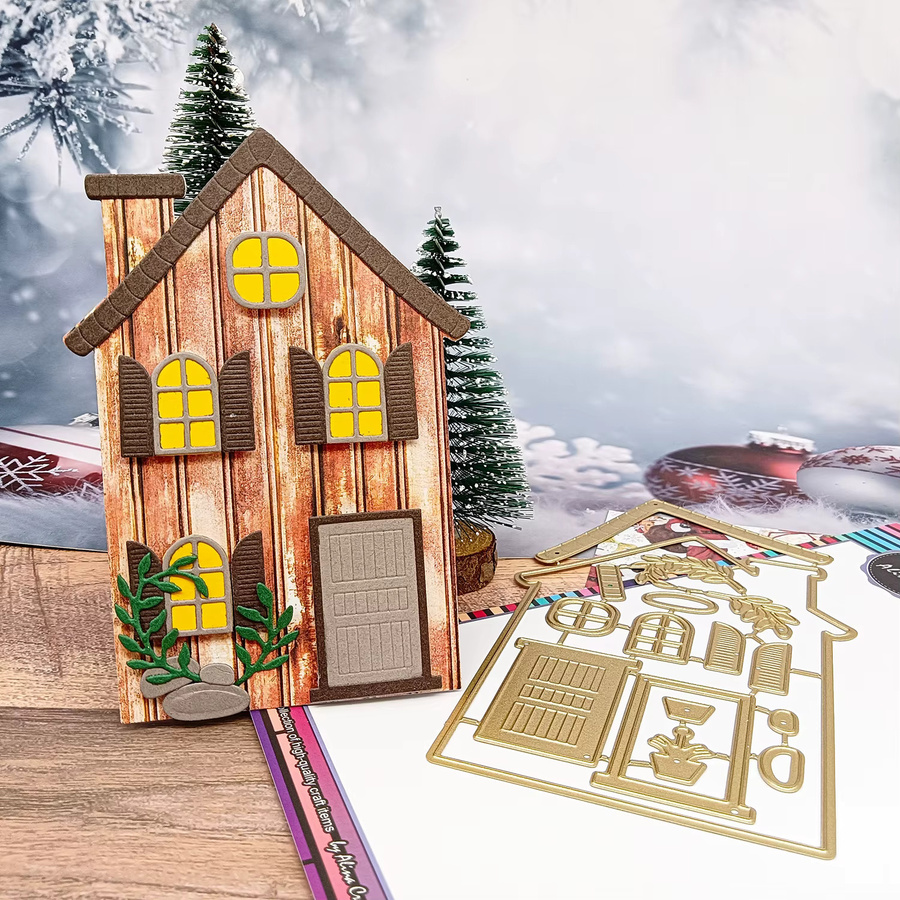 Alinacutle Metall Stanzform Haus in Gold für Scrapbooking und DIY-Bastelarbeiten - Bild 4