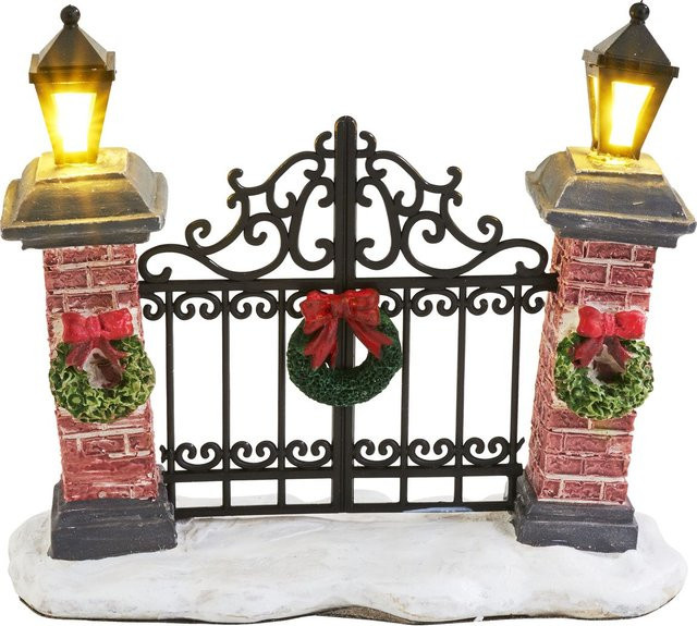 VBS Miniatur Weihnachtstor mit LED in Schwarz und Multicolour, Tischdeko für Weihnachten und Winter - Bild 1