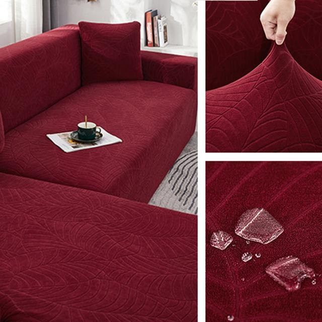 Wasserdichte Jacquard-Sofahülle von Your Warm Home in Weinrot, dehnbare Überwurfbezüge für 1 Sitzplatz (90-140 cm) ohne Armlehnen - Bild 1