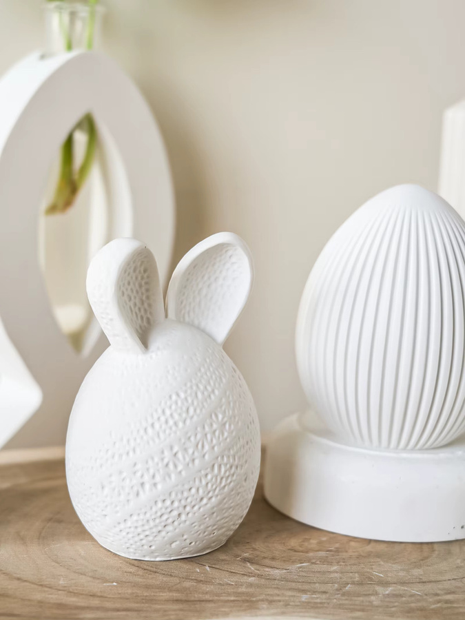 Silikonform für Duftkerzen und Seifen in 3D Osterei und Hasenform von UDOCOOL, Farbe: Weiß - Bild 1