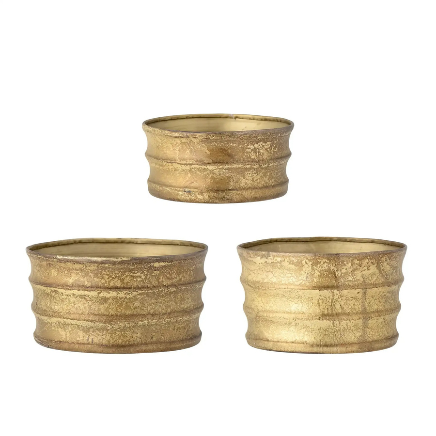 Bloomingville Lucilla Blumentopf aus Metall in Gold, Set von 3 im skandinavischen Stil - Bild 1