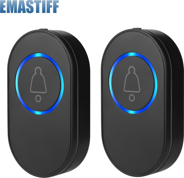 eMastiff Kabelloser Türklingeltaster mit SOS-Notfall-Paniktaste, 433 MHz, Wasserdicht, LED-Nachtsicht und Blitzalarm, Weiß oder Schwarz - Bild 1