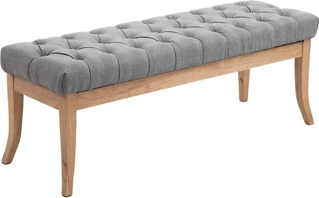 DELUKE Sitzbank CANNES Polsterbank im Chesterfield-Design, Farbe Grau, B/T/H: 120 x 38 x 46 cm - Bild 1