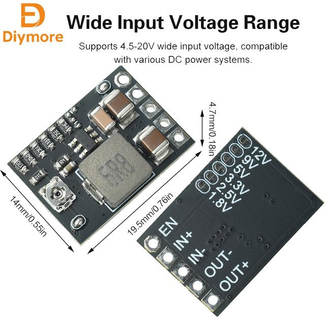 diymore DC-DC Mini Spannungsregelbarer DC-Abwärtswandler Strommodul 2A 10W Schwarz - Bild 1