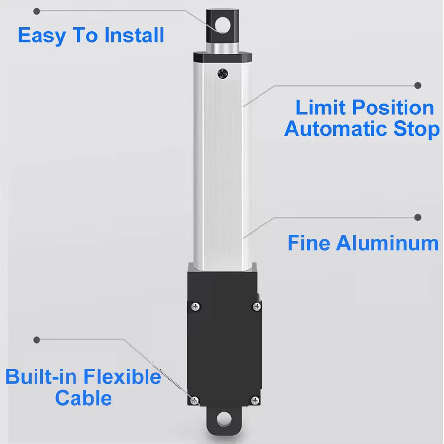 YUN DUAN Micro Linear Thrust Actuator Mini Elektrischer Zylinder Schubstange DC12V 6,4-188N Hubkolbenmotor in Silber - Bild 2