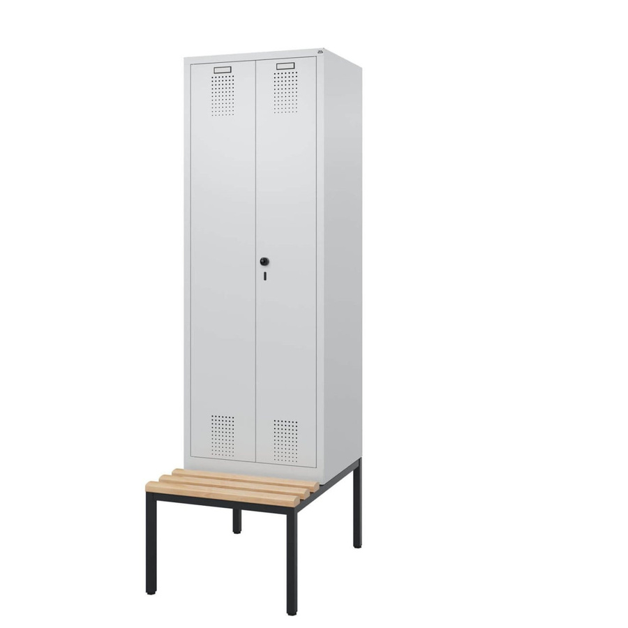 BIGBOXX Spind mit untergebauter Sitzbank Comfort in Schwarz oder Weiß aus Metall mit abschließbaren Schwenktüren - Bild 1