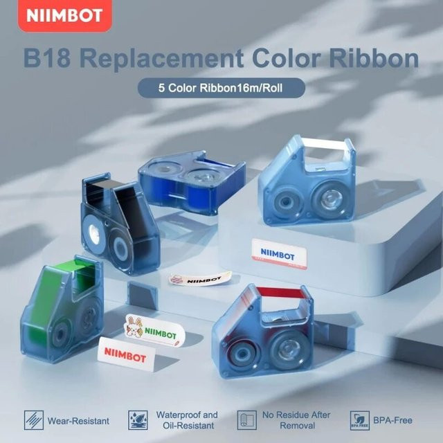 NIIMBOT B18 Etikettenband Nachfüllbänder für Thermotransfer- und Farbdrucker in Silver und Multicolour - Bild 1