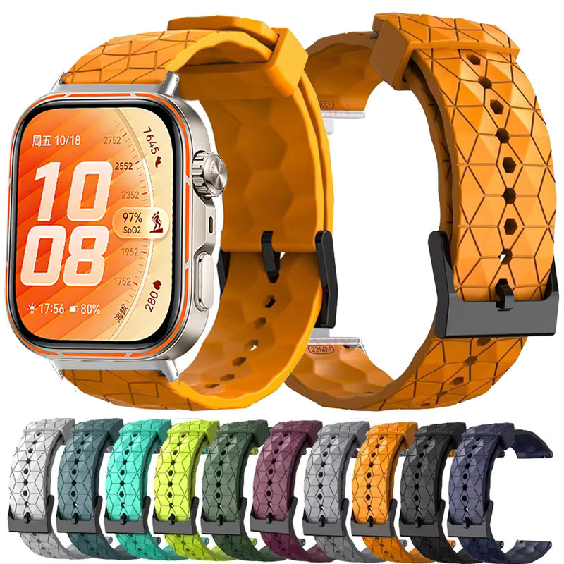 Jansin Uhrenarmband Silikon, Fußballmuster, Schwarz, für Huawei Watch Fit 5 4 3 - Bild 4