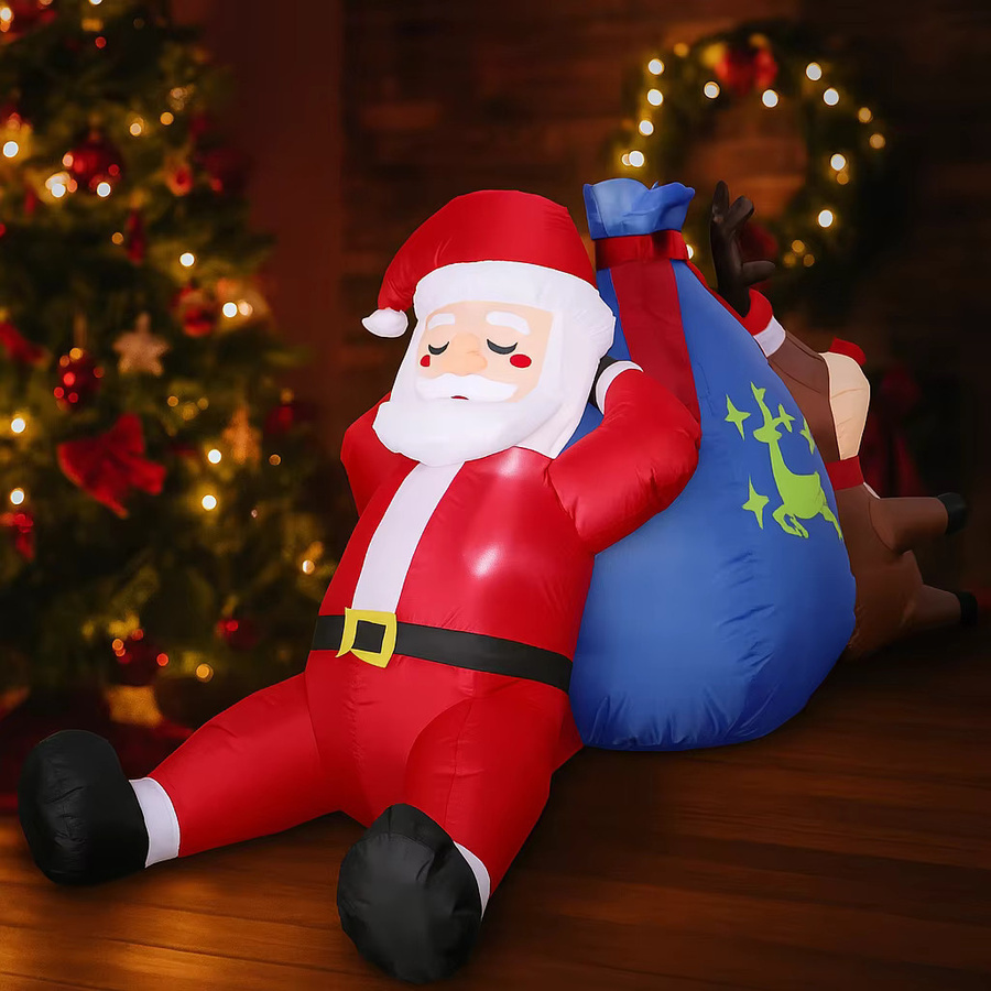 TONGHUANIU Aufblasbare Weihnachtsdekoration mit LED-Leuchten, Weihnachtsmann, Rentier und Geschenktüte, Mehrfarbig - Bild 3