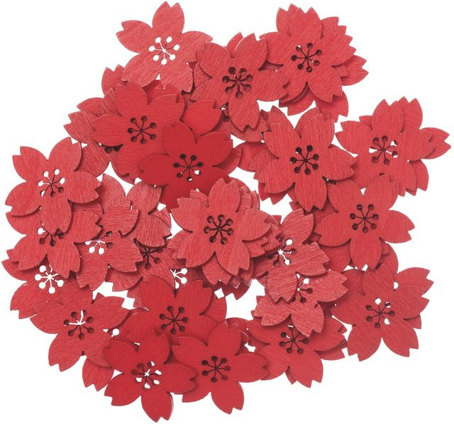Rico Design Holzstreu Kirschblüte in Rot, 48 Stück - Bild 1