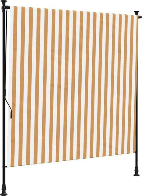 vidaXL Außenrollo Orange und Weiß aus Polyester und Stahl mit Kurbel, B: 150 cm, H: 270 cm - Bild 1