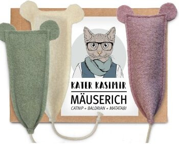 Kater Kasimir Mäuerich, XL Spielmaus für Katzen, 3-teiliges Set - Bild 1