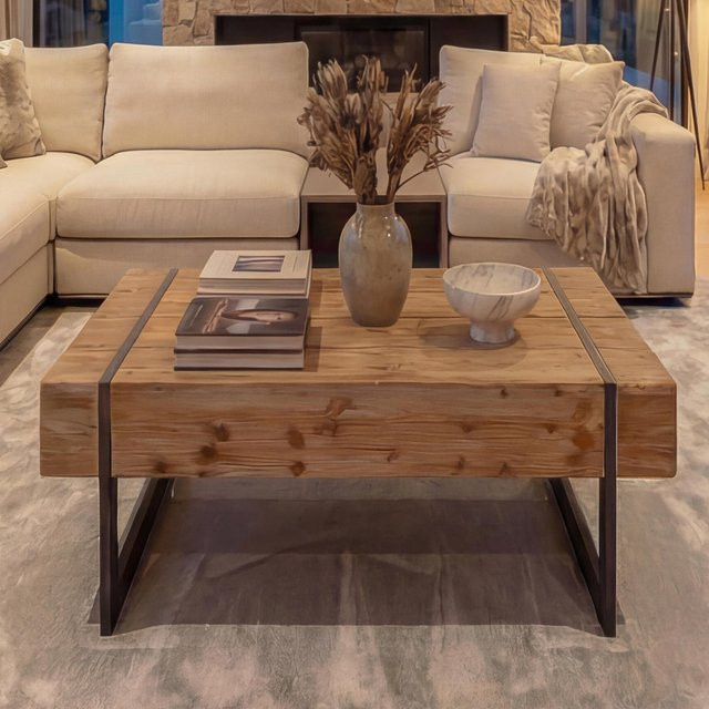 Couchtisch MCW-A15a aus massiver Tanne in naturfarben, rustikaler Wohnzimmertisch, B/T/H: 120 x 40 x 60 cm - Bild 1