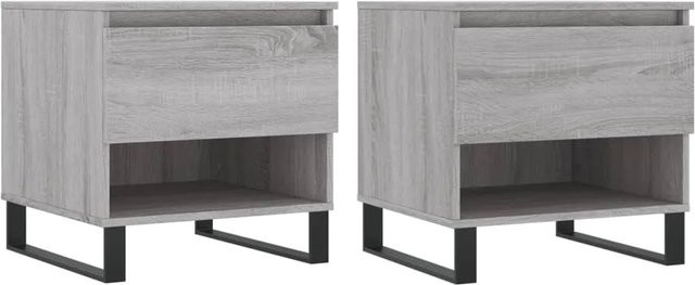 vidaXL Couchtisch Set 2 Stück Grau Sonoma modern aus Holzwerkstoff und Metall B/T/H: 50 x 46 x 50 cm - Bild 1