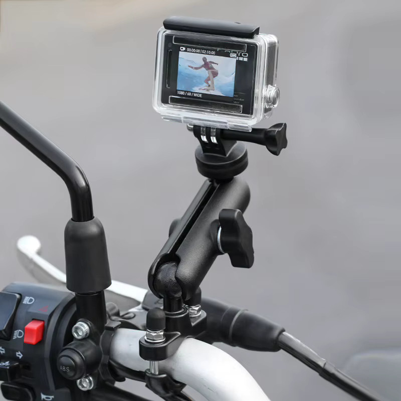 Lenkerhalterung für Motorrad und Fahrrad zur Befestigung von GoPro, DJI Osmo Action und anderen Action-Kameras, Schwarz - Bild 2