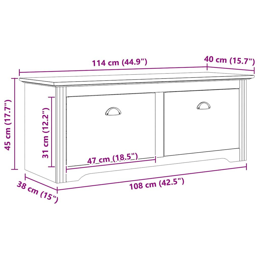 vidaXL Flurbank BODO in Honigbraun aus Spanplatte, B/T/H: 118 x 40 x 50 cm - Bild 3