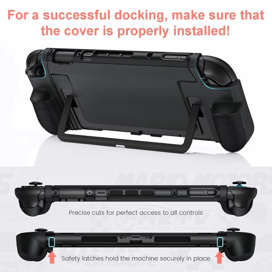 Konouyouko TPU-Schutzhülle für Switch 2 in Schwarz mit rutschfestem Griff und Griffabdeckung - Bild 3
