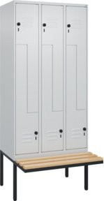 C+P Z-Spind Classic PLUS Sitzbank mit 6 Fächern und Sicherheits-Drehriegel, Buche-Hartholz, B/T/H: 212 x 90 x 81,5 cm - Bild 1