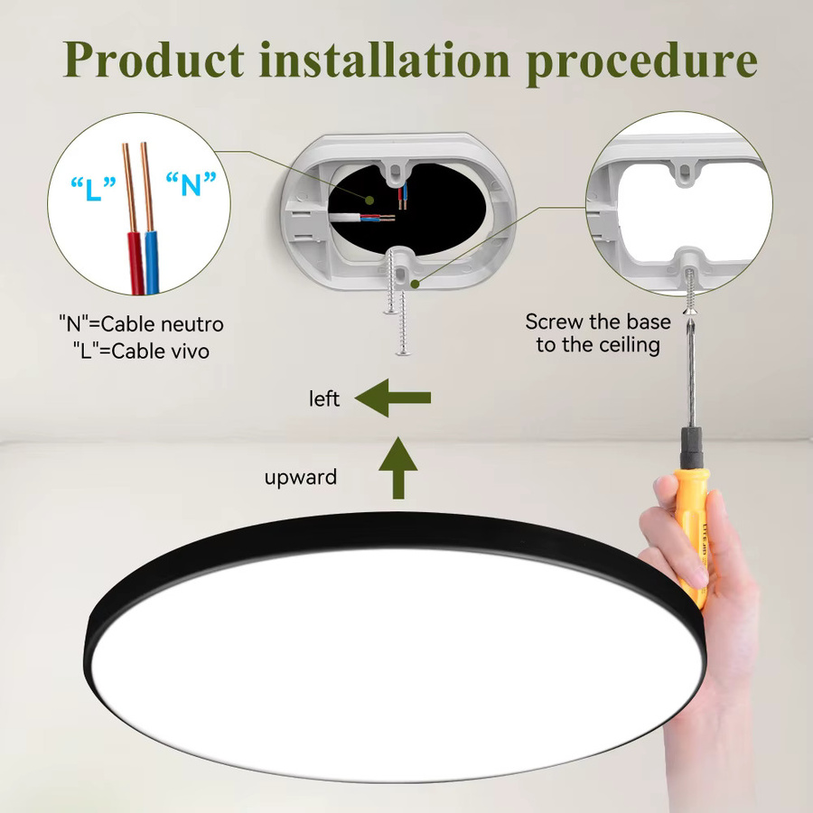 CANMEIJIA Dimmbare LED-Deckenleuchte als modernes Panel für Wohnzimmer, Schlafzimmer, Küche und Flur in Weiß und Schwarz - Bild 3
