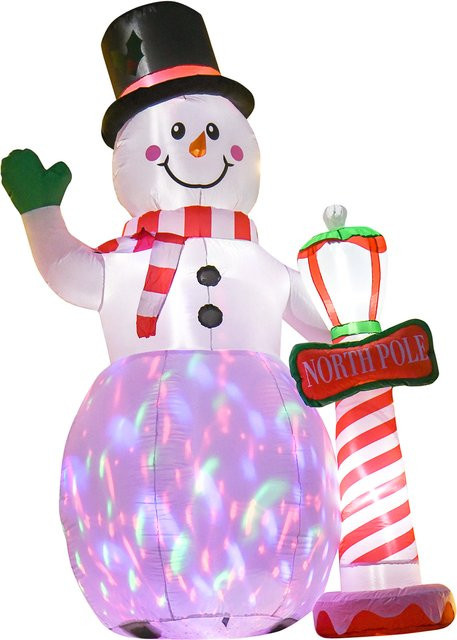 HOMCOM Aufblasbarer Schneemann mit LED-Beleuchtung für Innen und Außen, Farbe: Weiß, Höhe: 2,4 m - Bild 1