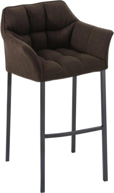 DELUKE Barhocker GIBEL Barstuhl mit Lehne aus Stoff in Braun und Schwarz, B/T/H: 64 x 48 x 110 cm - Bild 1