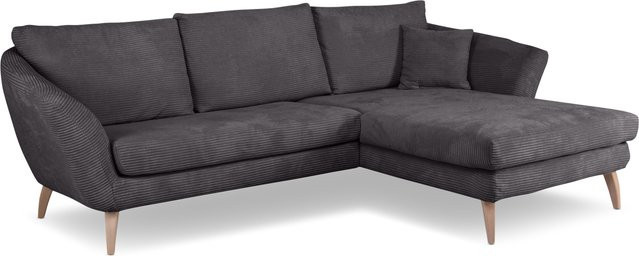 Polsterecke SANSIBAR FÜNEN in Dunkelgrau mit Cord-Stoff und Eichen-Elementen, L-Form, B/T/H: 266 x 134 x 82 cm - Bild 1