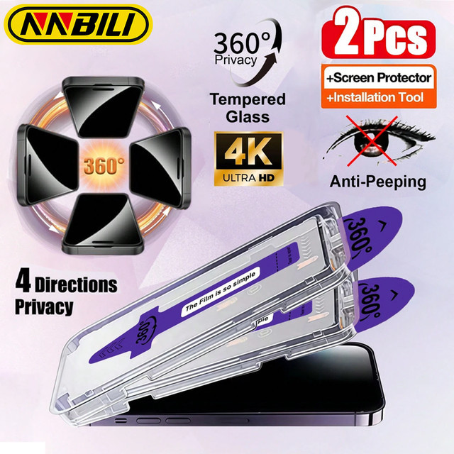 NNBILI 2 Stück 360-Grad-Displayschutzfolie transparent für iPhone 17 16 15 14 13 12 11 Pro Max und 17Air 16E Serie - Bild 1