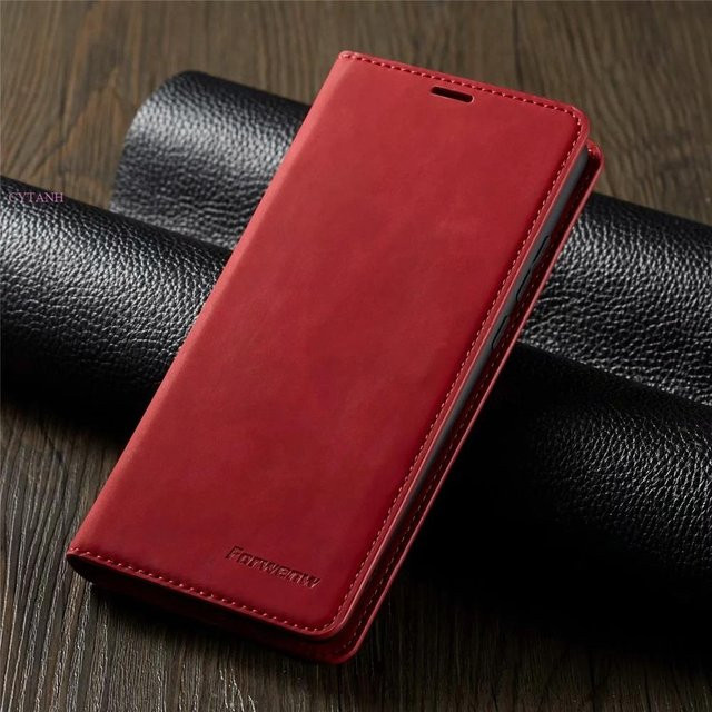 Luxus Leder Flip Wallet Cover Hülle für Samsung Galaxy S10 5G, S10 Plus, S10E und S10 in Rot - Bild 1