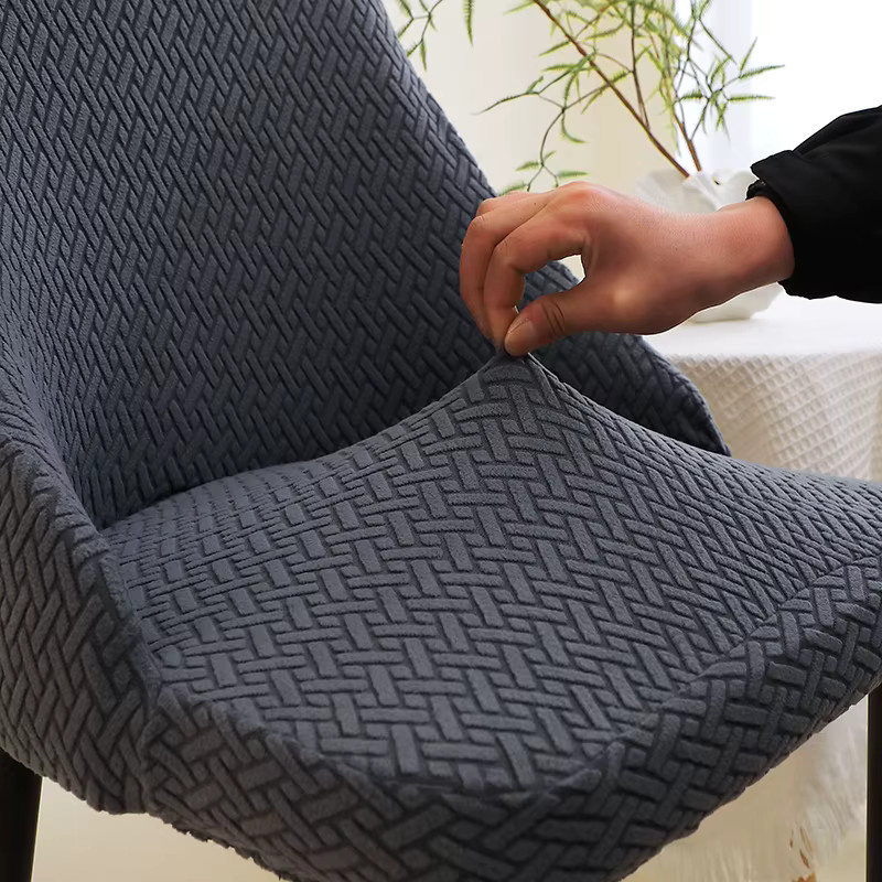 WANERQU T-Jacquard Esszimmerstuhlbezüge elastische Stuhlhussen für Armlehnstühle in Dunkelgrau - Bild 4