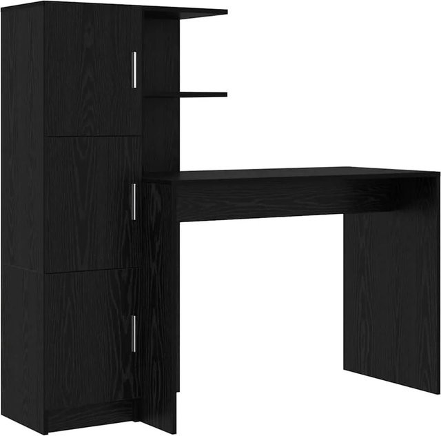 vidaXL Schreibtisch und Highboard Set in Schwarz und Eichen-Optik für dein Büro - Bild 1